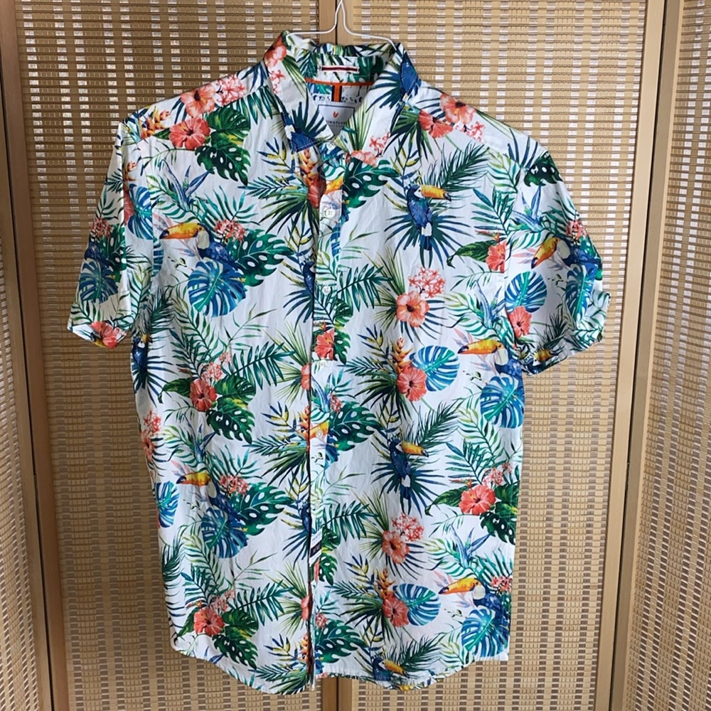 🔷Hawaiian Men’sToucans Hibiscus Flowers Tropical Shirt Size Medium NWT